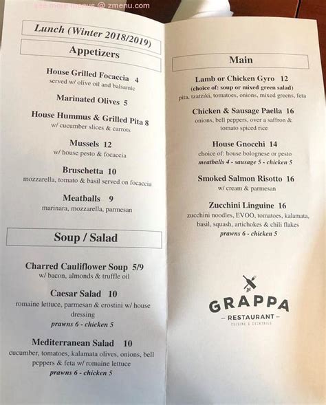 Online Menu Of Grappa Restaurant Seattle Washington 98109 Zmenu