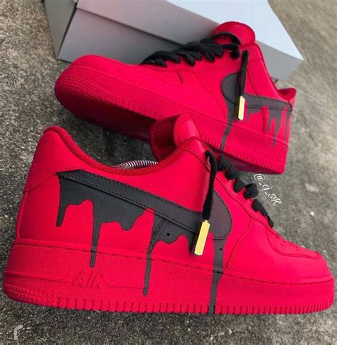 Custom Nike Air Force 1 Red Drip Hand Painted Gift Custom Shoes