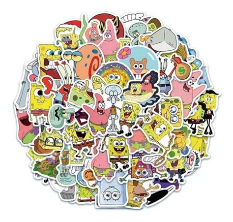 Sticker 50 Pegatinas Bob Esponja Patricio Cangrejo Calamard Mebuscar Chile