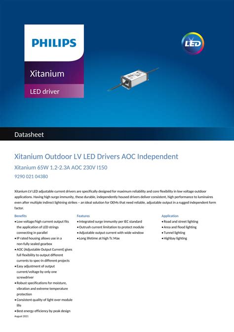 PHILIPS Xitanium Outdoor Led Driver Xitanium 65W 1 2 2 3A AOC 230V I150