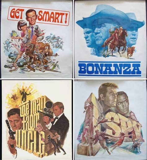 Nbc 1966 X4 Posters Set Bonanza Get Smart I Spy Man From Uncle Jack