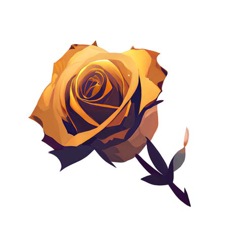 Golden Rose Flower With Leaves 3d Graphic · Creative Fabrica