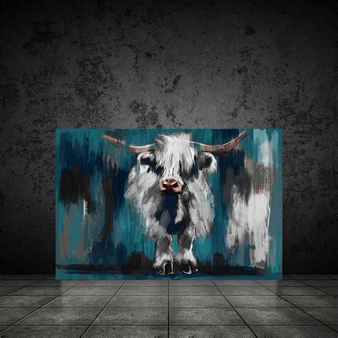 White Highland Cow Decor Cow Painting Highland Cow Wall Art - Etsy ...