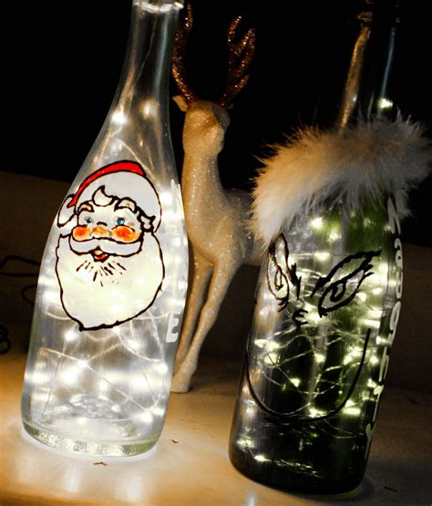 Christmas Painted Wine Bottles Diy Happily Hughes