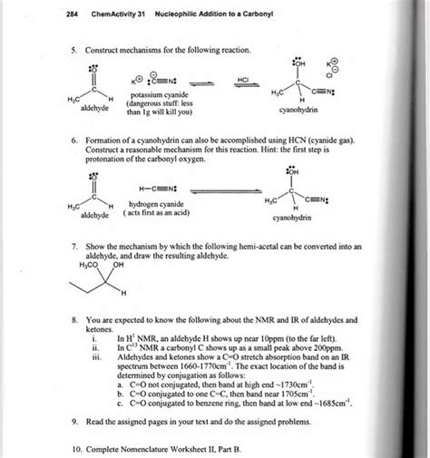 Solved ChemActivity 31 Nucleophilic Addition To A Carbony Chegg