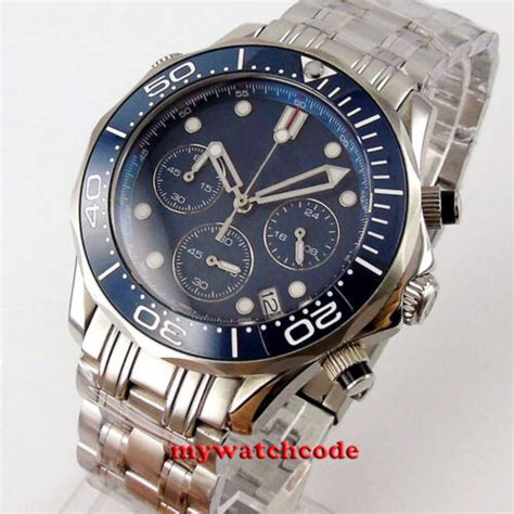 Mm Bliger Sterile Blue Dial Sapphire Glass Full Chronograph Quartz