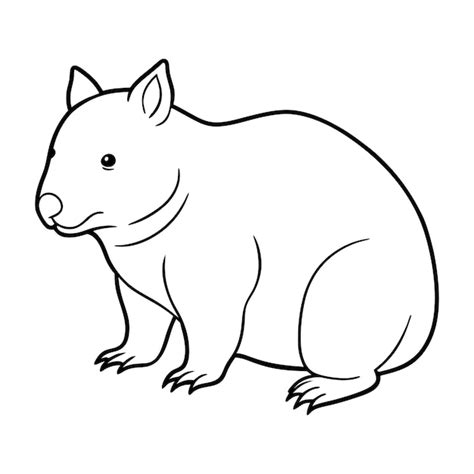 Wombat Sitting Line Art Premium Ai Generated Vector