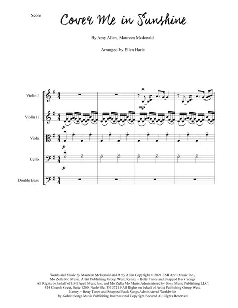 Cover Me In Sunshine Arr Ellen Harle By P Nk And Willow Sage Hart Sheet Music For Orchestra At