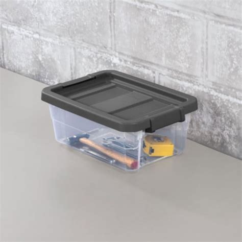 Sterilite 16 Qt Clear Plastic Stacking Storage Containers With Gray Lid