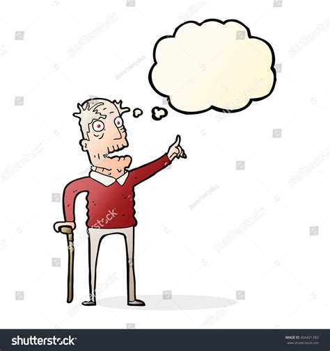 Cartoon Old Man Walking Stick Thought Stock Vector Royalty Free