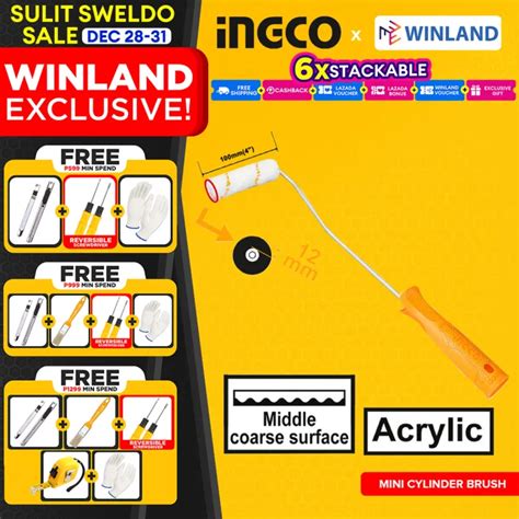 INGCO By Winland 4inches 100mm Mini Cylinder Brush Inner Wall SS