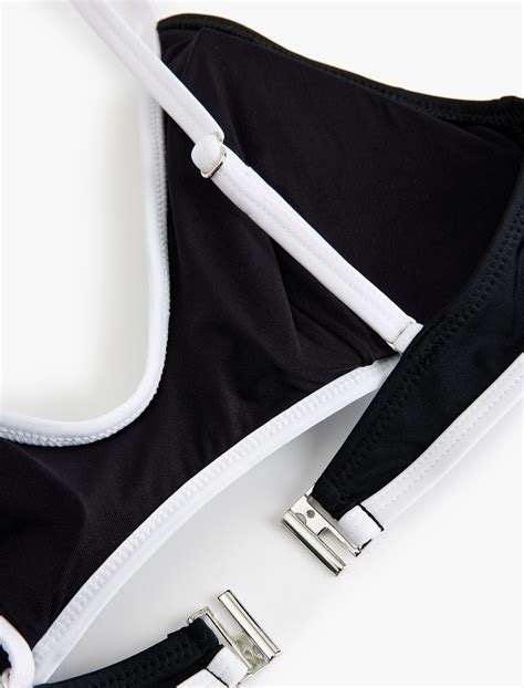 Siyah Kadın U Yaka Spor Bralet Bikini Üstü 5SAK10159MM Koton