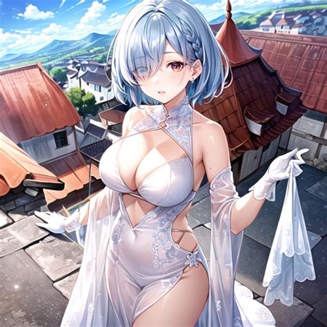 On A Stone Roof Rem White Latex Long Glove AI Porn