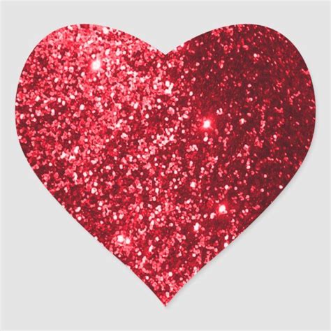 Faux Glitter Red Heart Sticker | Zazzle | Red heart stickers, Heart ...