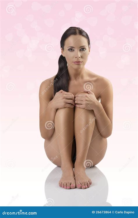 Naked Brunette Sitting On A Floor Stock Photo Image Of Healthy Lady 26673864