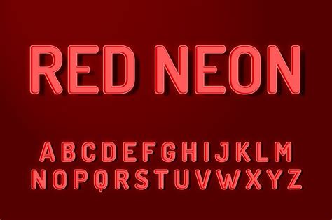 Premium Vector Red Neon Font Alphabet Text Effects