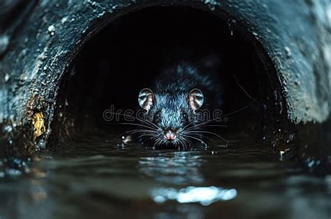 Large Black Rat Emerging From Sewer Pipe Stock Photo Image Of