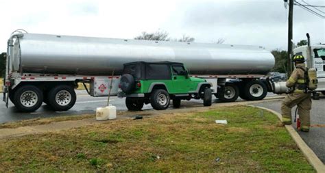 Jeep Gasoline Tanker Collide In Cantonment Updated Details