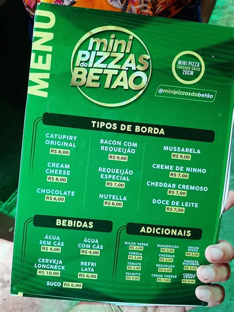 Menu em Mini pizza do Betão restaurante Fortaleza R Benjamim Brasil