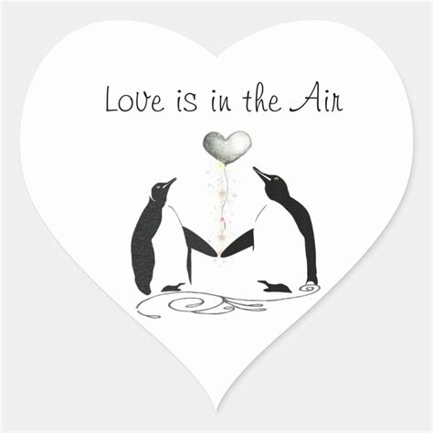 Cute Penguin Love Birds Heart Stickers | Zazzle