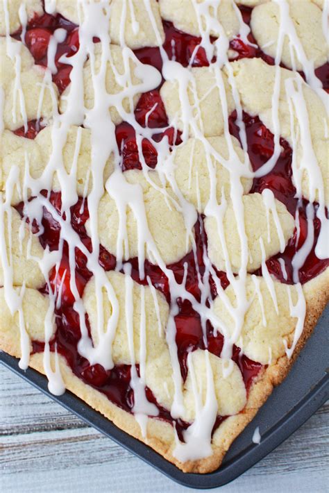 Cherry Bars Recipe With Vanilla Glaze Topping