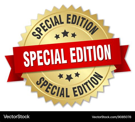 Special Edition 3d Gold Badge With Red Ribbon Vector Image