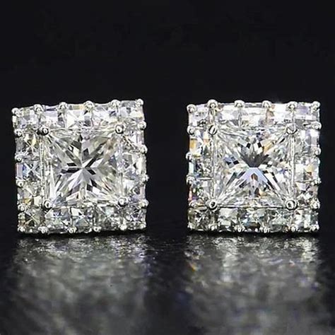 Fashionable Versatile Classic Square Full Diamond Earrings Hip Hop