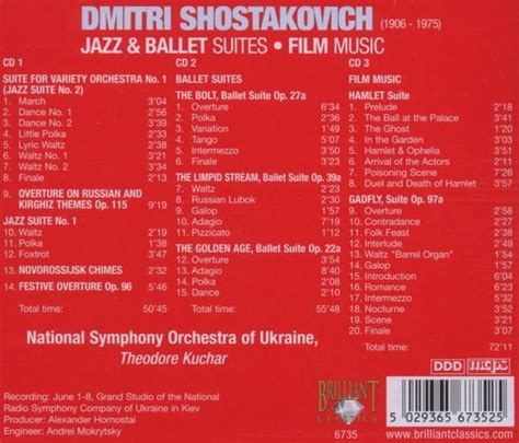 National Symphony Orchestra Of Ukraine Theodore Kuchar Shostakovich Jazz Suites 3 Bol