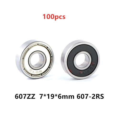 100pcs miniature bearing 607ZZ 607 2RS 7*19*6 mm deep groove ball ...