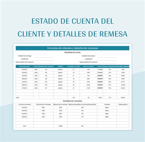 Plantilla De Formato Excel Estado De Cuenta Del Cliente Y Detalles De