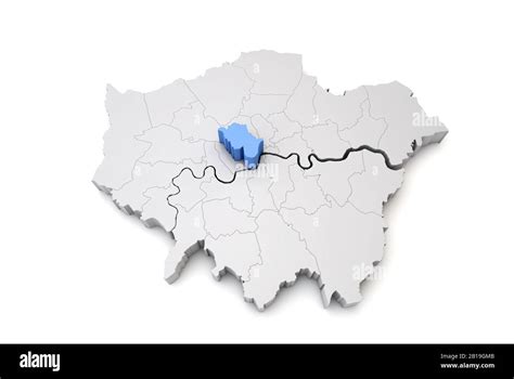 Mapa Del Gran Londres Que Muestra El Barrio De Westminster En Azul