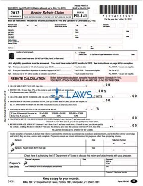 FREE Form PR 141 Renter Rebate Claim FREE Legal Forms LAWS