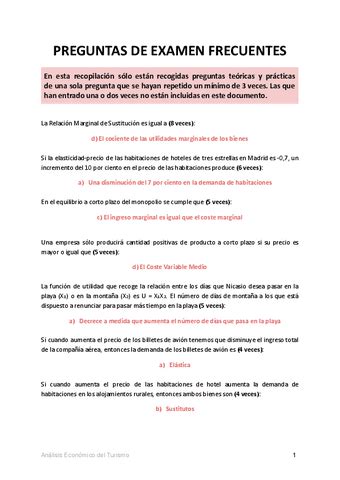 Recopilacion Preguntas Frecuentes De Examen Analisis Economico Del