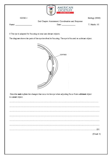 Coordination And Response Igcse I Biology 06 1 0 End Chapter