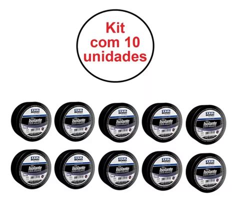 Kit 10 Rolos Fita Isolante Tekbond 19mm X 10 Metros Preta