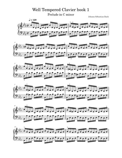 Prelude And Fugue In C Minor Bwv 847 Johann Sebastian Bach Sheet Music For Piano Solo