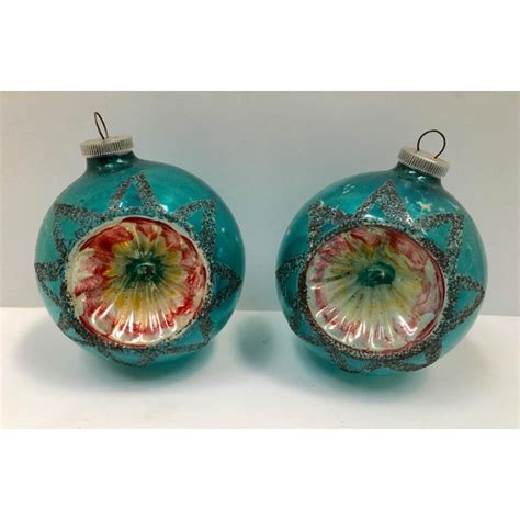 Vintage German Hand Painted Glass Holiday Ornaments - A Pair | Chairish