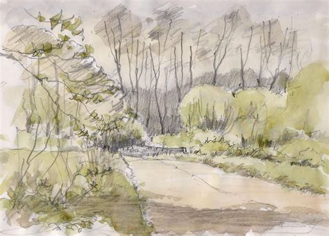 Ledston Yorkshire Landscape Pencil Drawings Watercolor Landscape