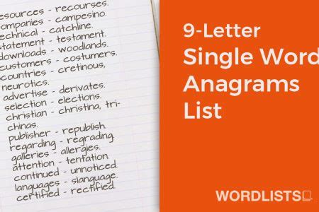 9-Letter Single Word Anagrams List