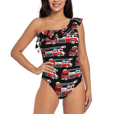 Daiia Fire And Rescue Truck Women S One Piece Swimsuits Personalized