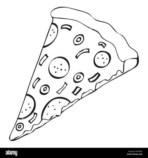 Icono De Vector Blanco Y Negro De La Rebanada De Pizza Imagen Vector De