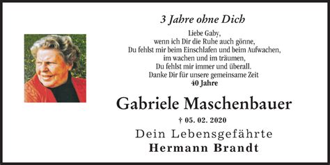 Traueranzeigen Von Gabriele Maschenbauer Augsburger Allgemeine Zeitung