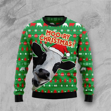 Cute Cow Christmas Wool Sweater Robinplacefabrics