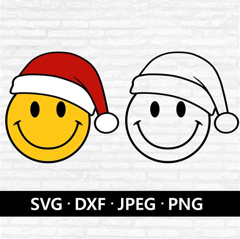 Santa Smiley Face SVG Smiley Face With Santa Hat Christmas Etsy