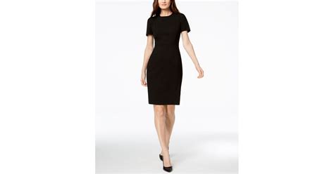 Calvin Klein Seamed Scuba Crepe Sheath Dress In Black Lyst