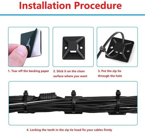 Cable Ties Bases Self Adhesive 4 Way Mounts For Cable Tie Fast Tidy Up