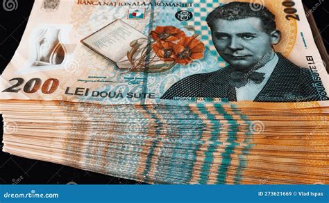 Romanian Lei Currency Banknote Ron Money European Currency Stock Image