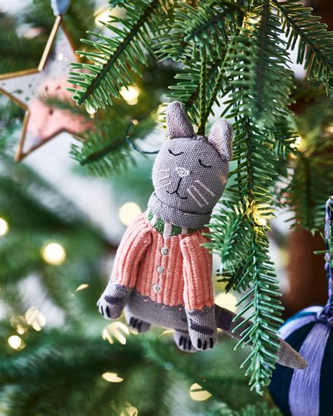 Cecil The Cat Grey Christmas Tree Decoration Oliver Bonas