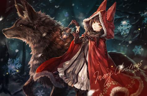 Brunette Long Hair Christmas Animals Animal Ears Cape Dress