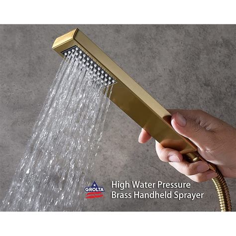 Brushed Gold Wall Mount 12 Rainfall Shower Head 3 Way Thermostatic